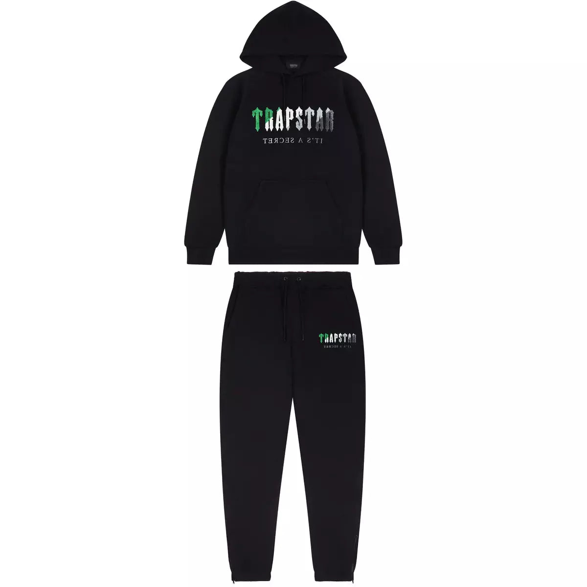 Trapstar Chenille Decoded Hooded Tracksuit - Black/Green Bee AW22 