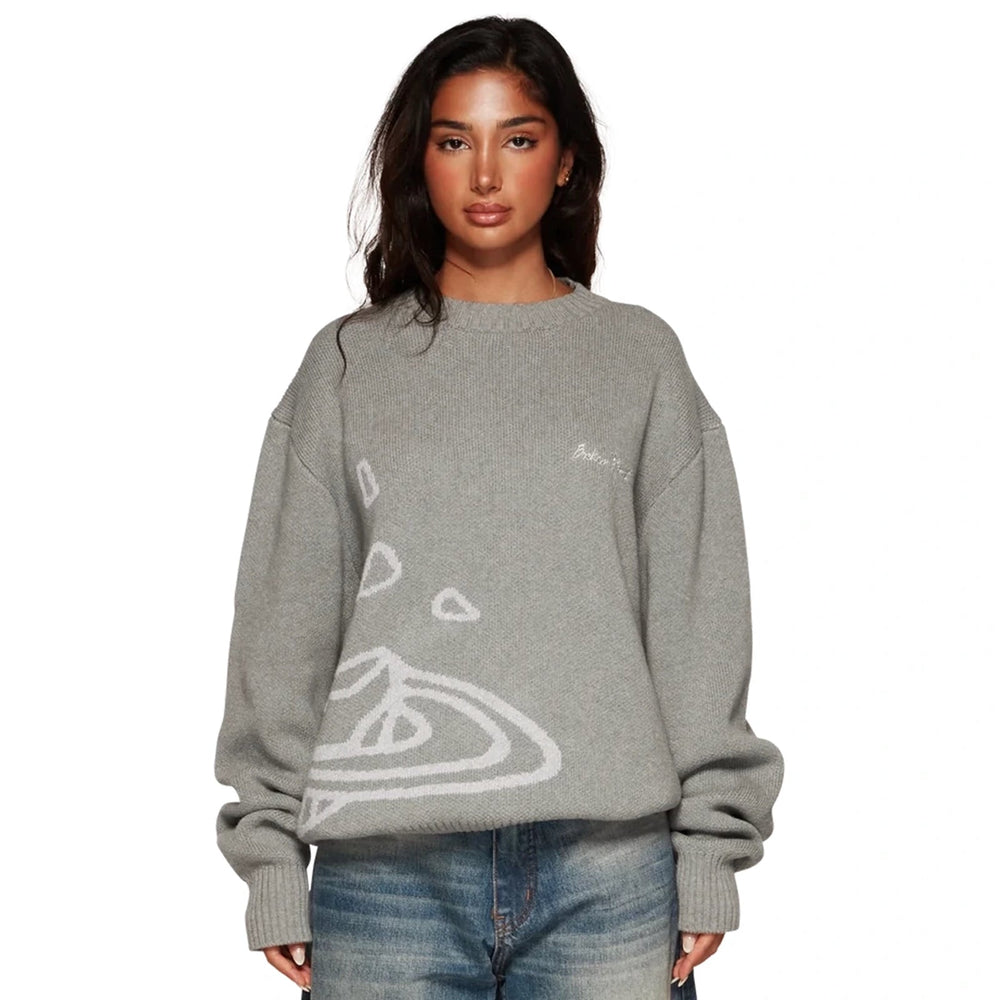 
                  
                    Broken Planet Heather Grey Planet Knit Sweatshirt
                  
                