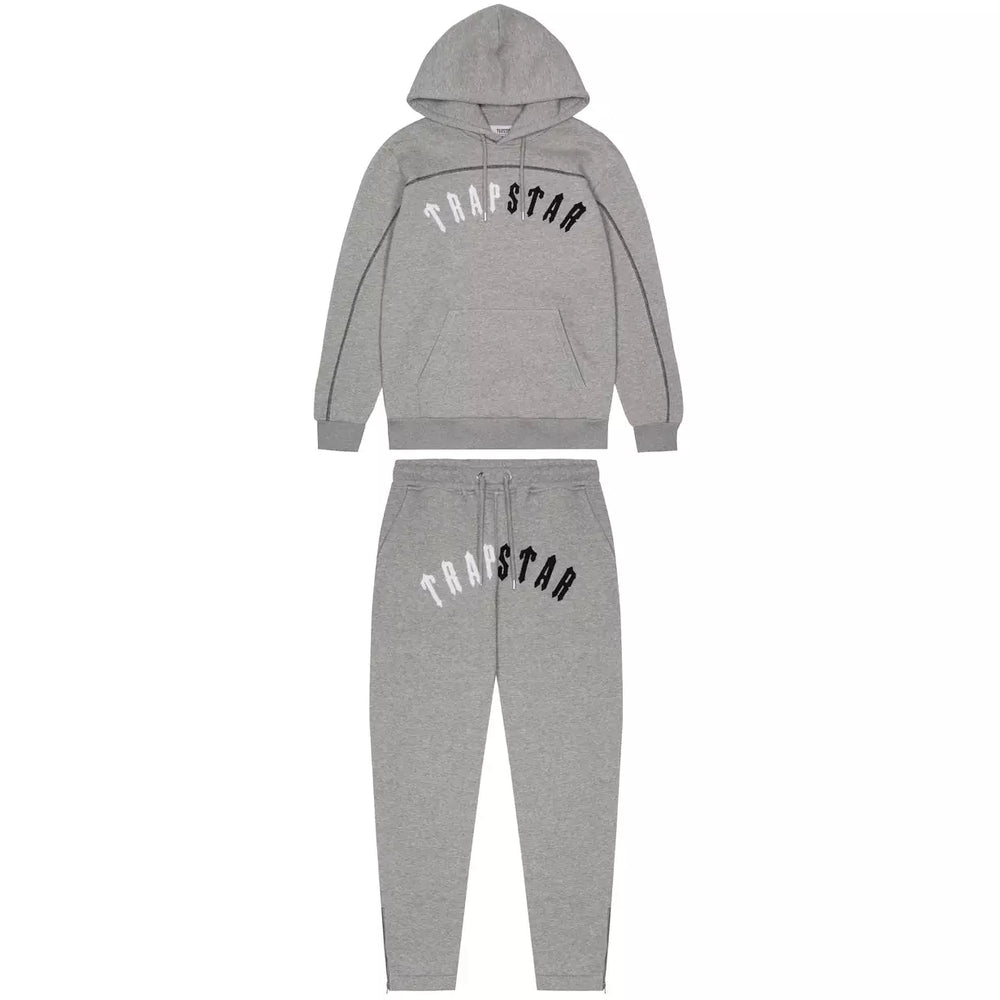 Trapstar Irongate Arch Chenille Hoodie Tracksuit - Grey Monochrome Edition