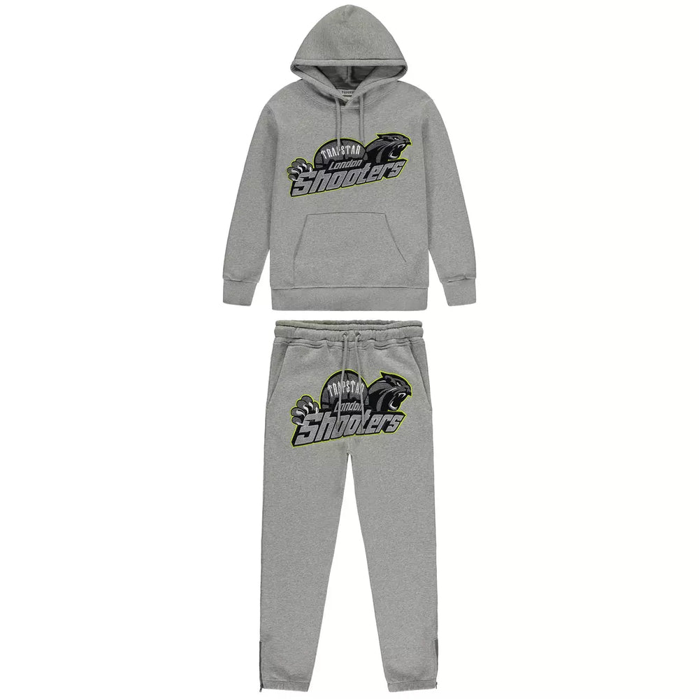 Trapstar Shooters Hoodie Tracksuit - Grey/Lime